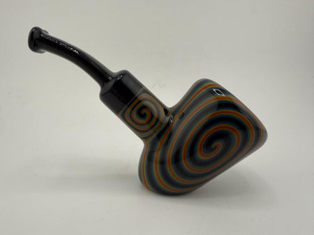 Mcdoogle lined work poker pipe with colorful spiral design, perfect for smoking enthusiasts.
