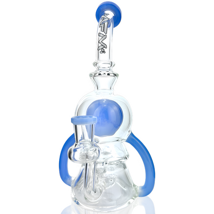 AFM Glass 9" Double Pump Recycler Dab Rig TX078 14mm 90°