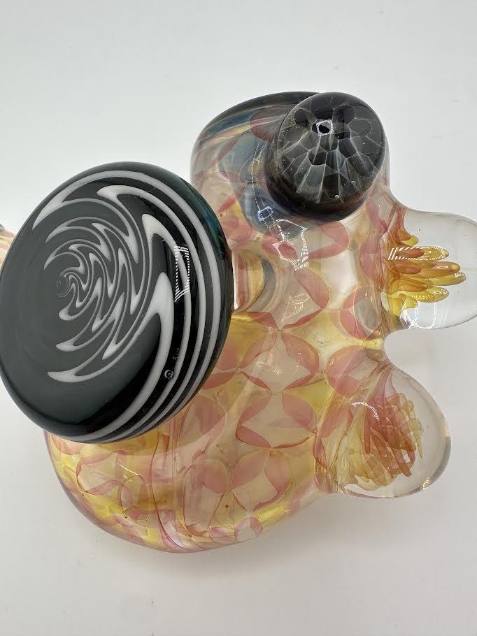 Highgrade Glass Sherlock Pipe - Fumed Checkerboard w/ wig wag pendant