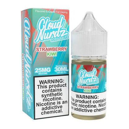 Cloud Nurdz Iced Salt Nicotine e-liquid 30ml Strawberry Kiwi flavor with 25MG nicotine.