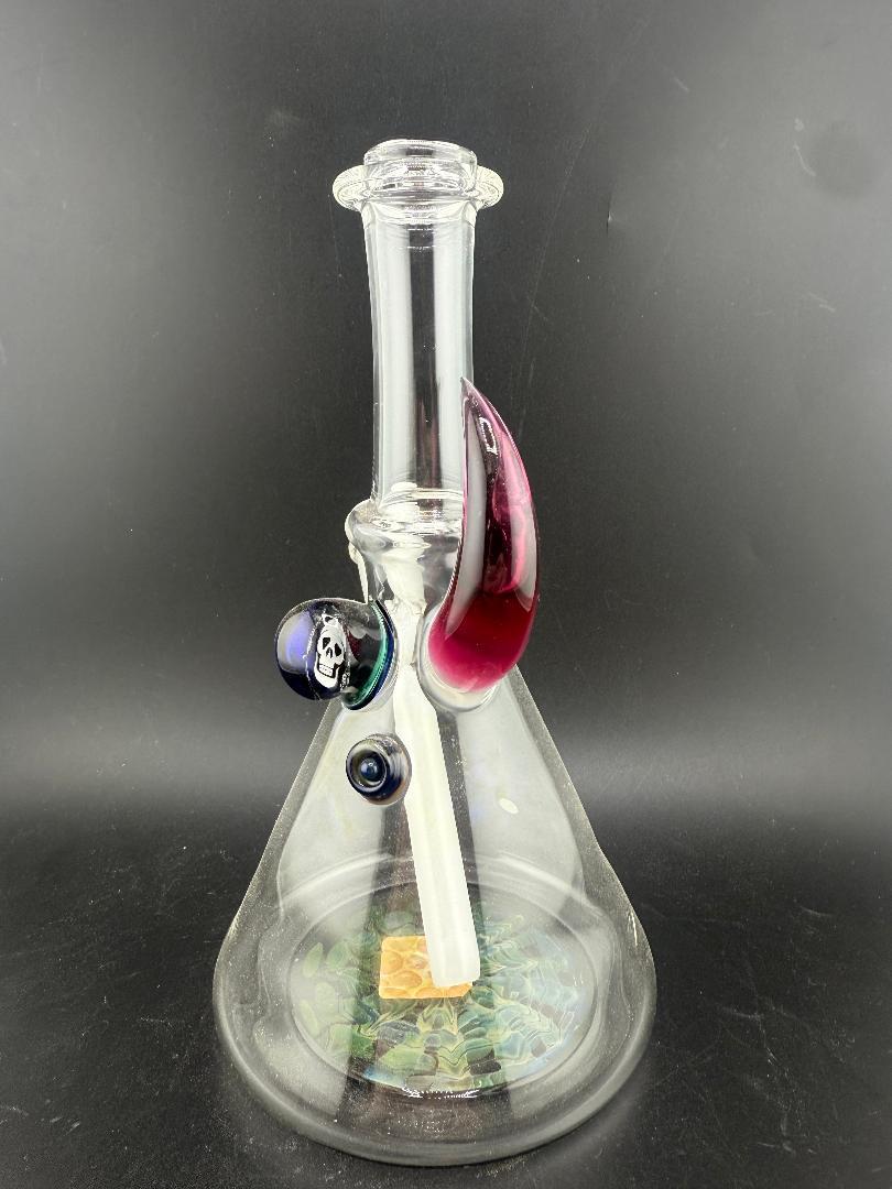 Brando Glass Mini Beaker - Royal Jelly Horn & Misfits Skull w/ White Down stem 10mm 45°