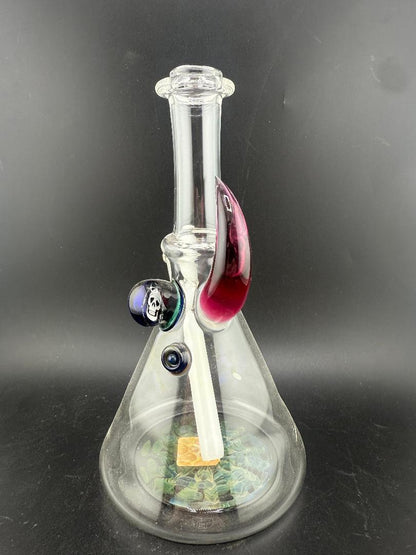 Brando Glass Mini Beaker - Royal Jelly Horn & Misfits Skull w/ White Down stem 10mm 45°