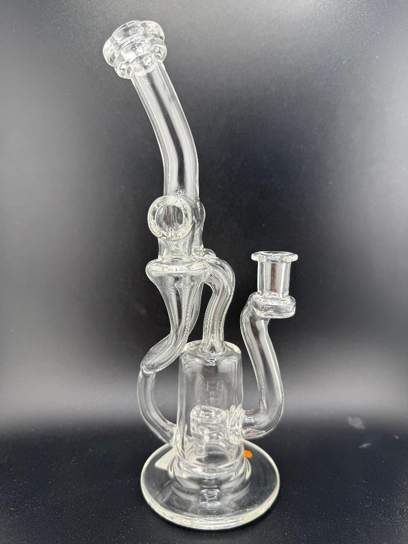 Domer Glass Clear  10mm Recycler That Looks Expensive Spokane Washington Domer double Facing Right Orange Tag