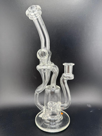 Domer Glass Clear  10mm Recycler That Looks Expensive Spokane Washington Domer double Facing Right Orange Tag