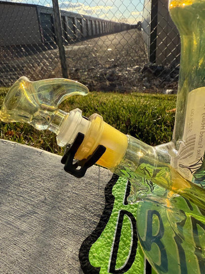 Highgrade Glass Flower Straight Tube - Fumed Bowl & Downstem w/ Sacred Geometry Bake Ons 14mm 45°