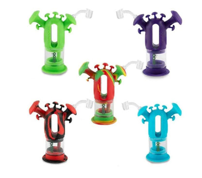 Colorful Ooze Trip Pipe Silicone Water Bubblers & Dab Rigs with mushroom-inspired designs for versatile smoking and dabbing.