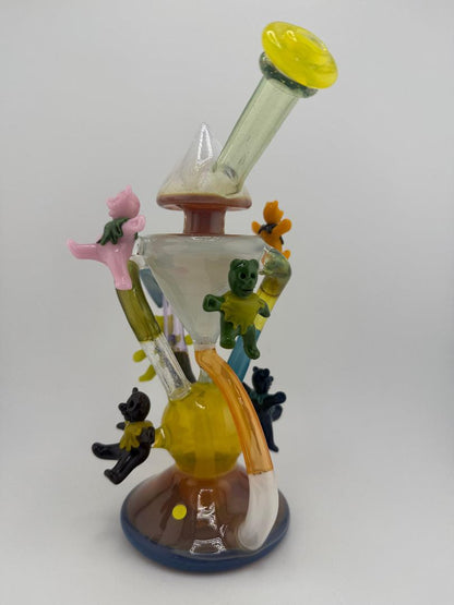 Mank Glass Grateful Dead Dancing Bears Multi Colored recycler 10mm 90°