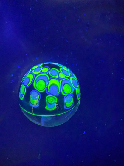 Siliceous Boro Jockey (SBJ) Marble -  42mm UV Retti Cello w/ UV Dot Stack Backer