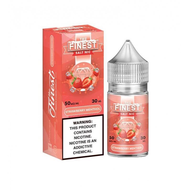 Finest Menthol 30ml vape juice featuring refreshing minty flavors and strawberry undertones for an elevated vaping experience.