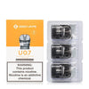 GeekVape U Series Pods packaging with three refillable pods, featuring warning label about nicotine addiction.