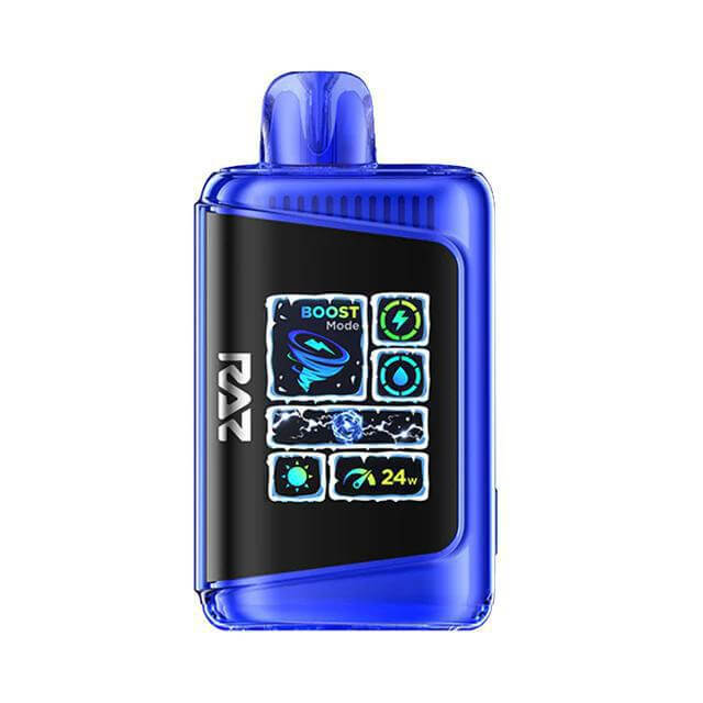 Raz 25 Disposable Nicotine Vape in blue with boost mode and digital display, delivering performance and style.