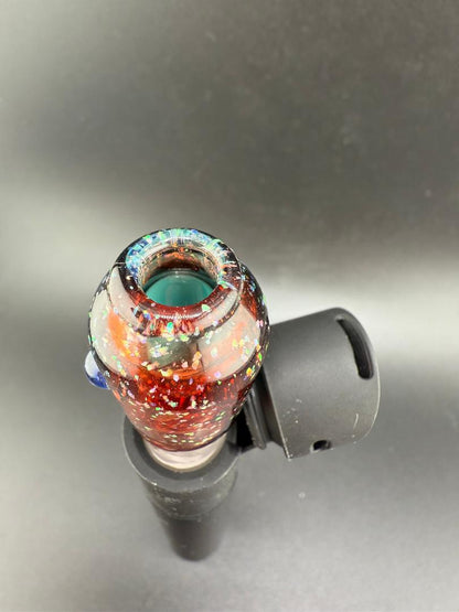 Paulson Pieces Puffco Pivot Glass Replacement Top W/ Auto Spinning Pearl Feature - Crushed Opal Red & Teal Straight Shooter