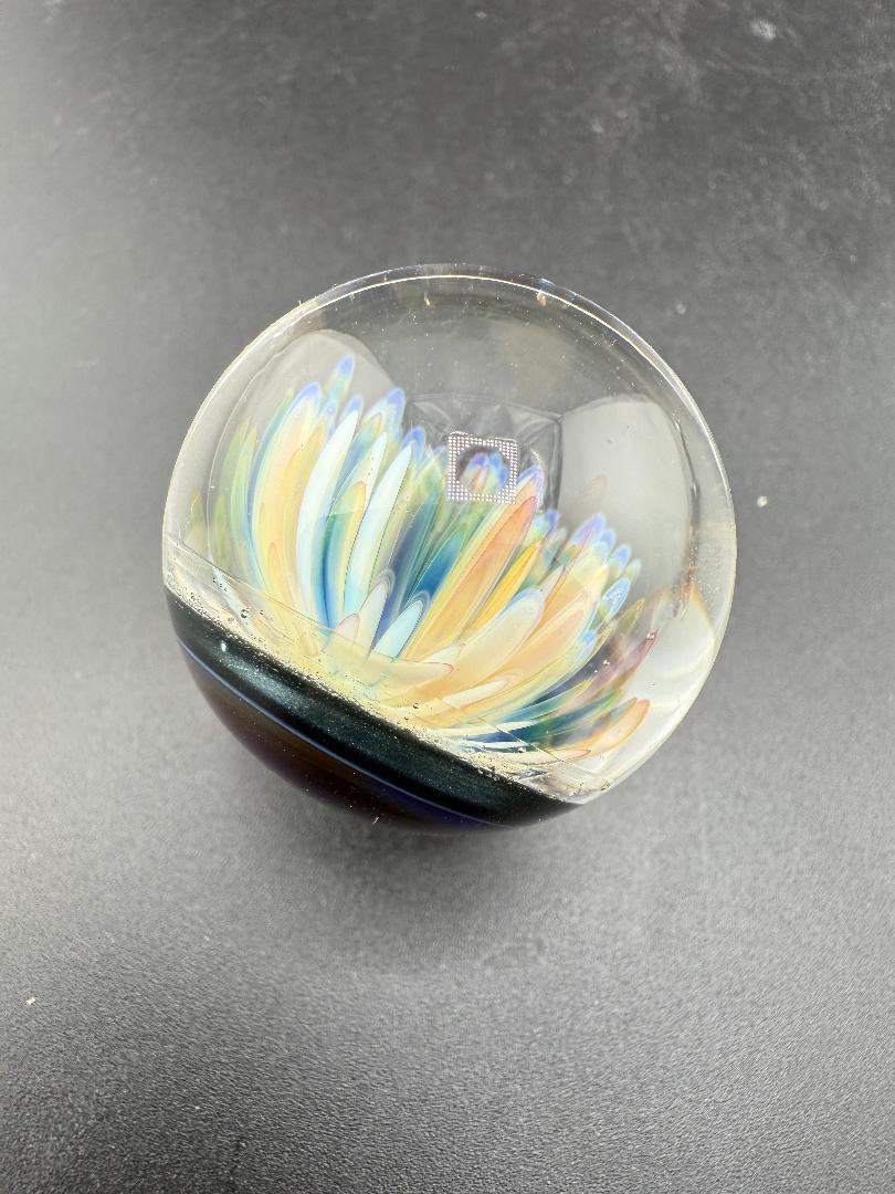 Brando Glass Marble - Frit Implosion Flower w/ Dichro Backer