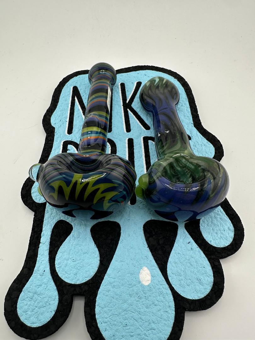 Filla John Glass Hand Pipe - Fully Worked Wigwag