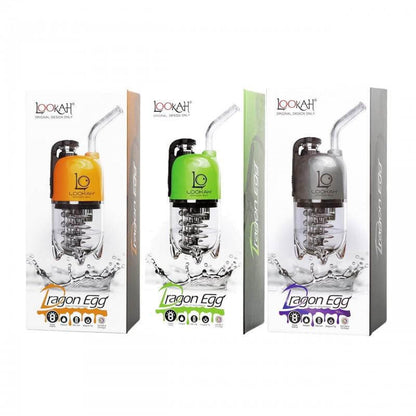 LOOKAH Dragon Egg electric dab rigs available in orange, green, and grey packaging with stylish design and features.