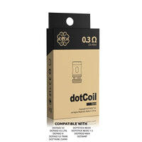 DotMod dotCoil packaging for premium vaping, compatible with various DotMod systems, 0.3 ohm resistance.