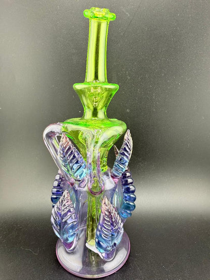 Brando Glass X Madelynn Glass Purple & Green Leaf Recycler 10mm 90°