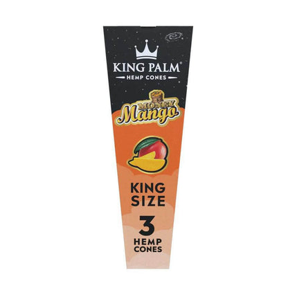 King Palm Hemp Cones 3pc in Honey Mango flavor, king size packaging for premium smoking experience.