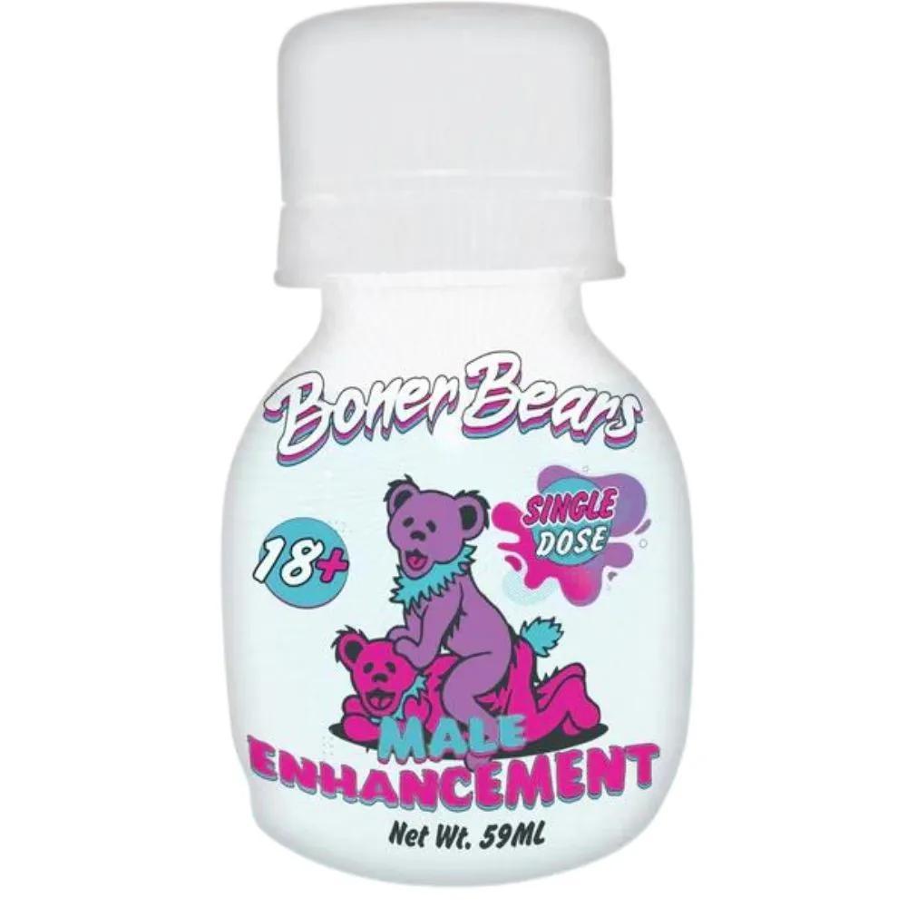 Boner Bears 2oz male enhancement drink bottle, designed for energy and performance boost.