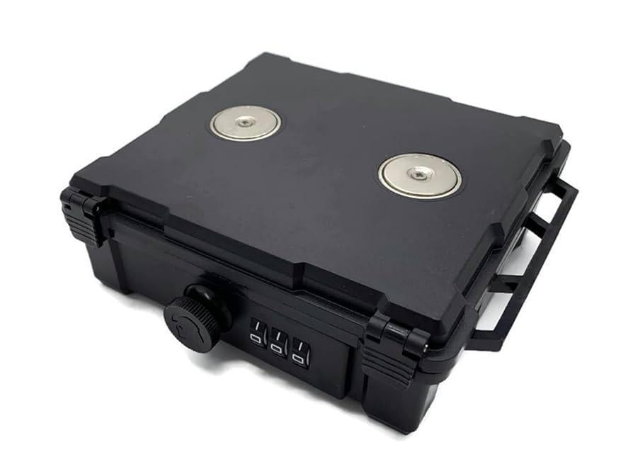Roughneck Magnetic Locking Box with neodymium magnets and secure locking mechanism.