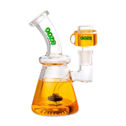 Ooze Glyco Glycerin Chilled Glass Water Pipe with vibrant orange liquid and innovative design for smooth smoking.