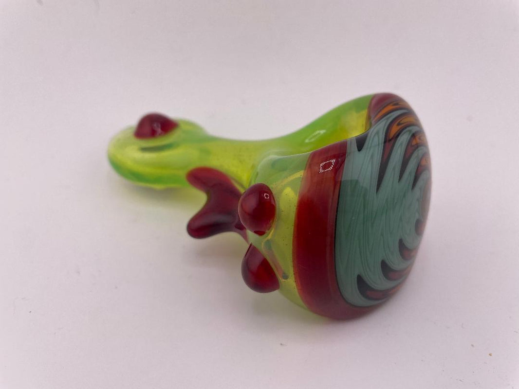 Highgrade Glass Dry Pipe - Full Color w/ Reversal Wig Wag Cap