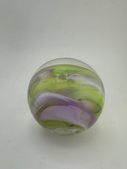 Paulson Pieces 3" Glass Art Marble – No Fume Fume Tech with Pink & Green Accents