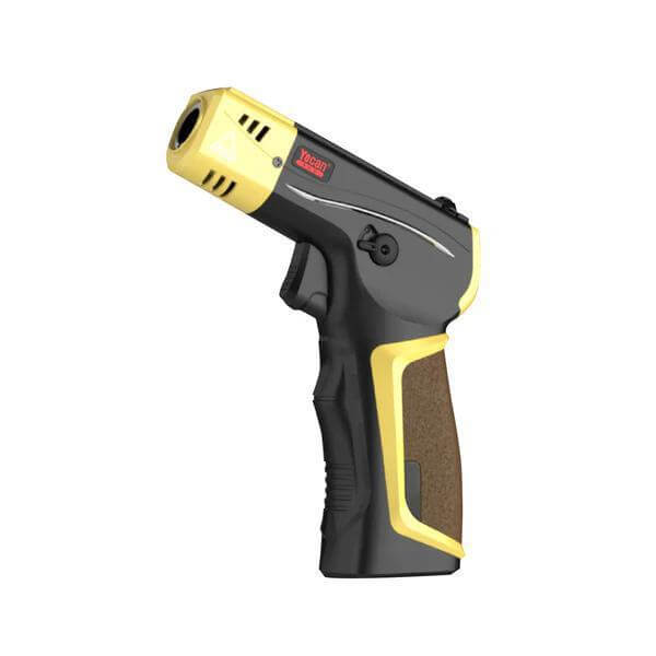 Yocan Red Beef Torch, a sleek handheld butane torch for smokers and vapers, featuring a black and yellow design.