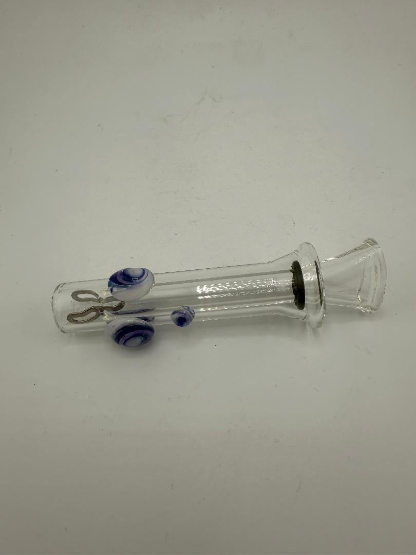Home Blown Glass Color Accented Slider in Magnum size with vibrant blue accents, handcrafted from durable borosilicate glass.