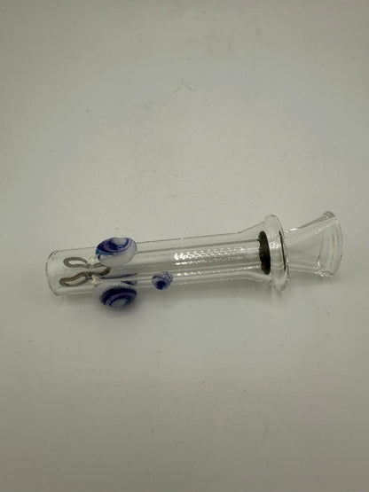Home Blown Glass Color Accented Slider in Magnum size with vibrant blue accents, handcrafted from durable borosilicate glass.