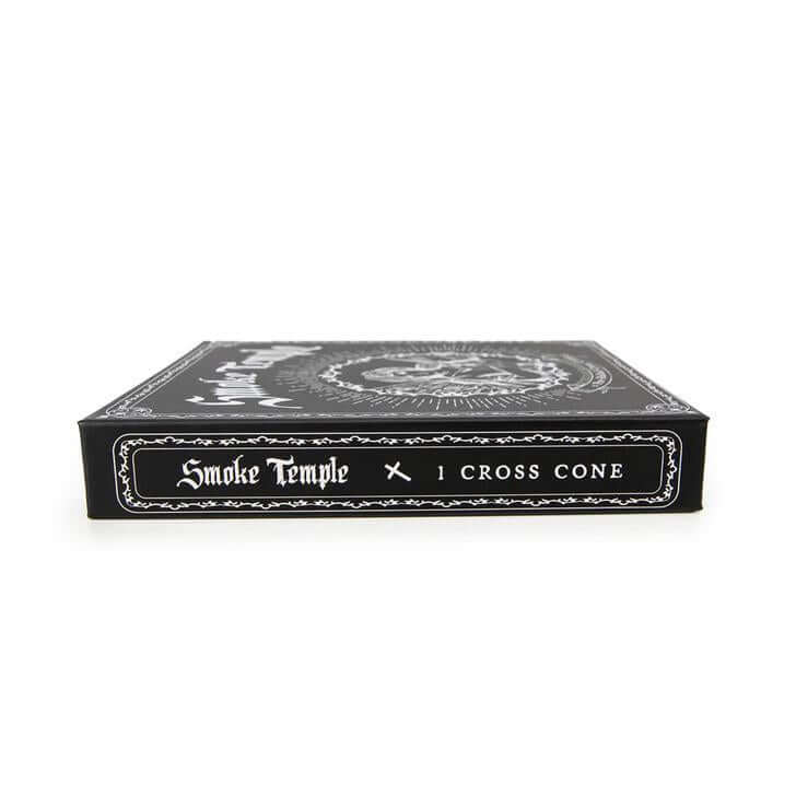 Smoke Temple Cross Cone box with artistic design, featuring 1 pre-rolled cross cone for an elevated smoke experience.