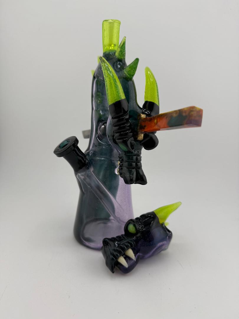 Kazy Glass Green / Purple Dragon 10mm 45° w/ Matching Pendant