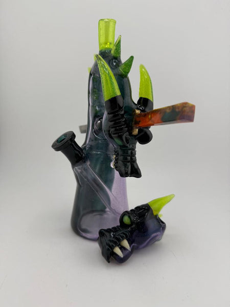 Kazy Glass Green / Purple Dragon 10mm 45° w/ Matching Pendant