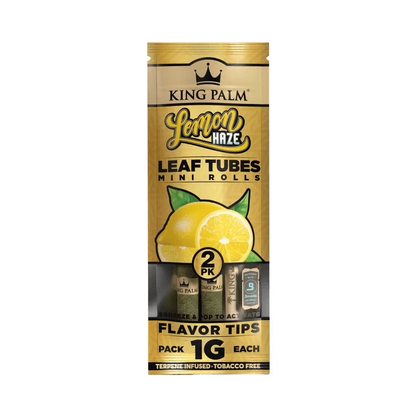 King Palm Lemon Haze Mini Rolls 2-pack with flavor tips for a rich smoking experience.