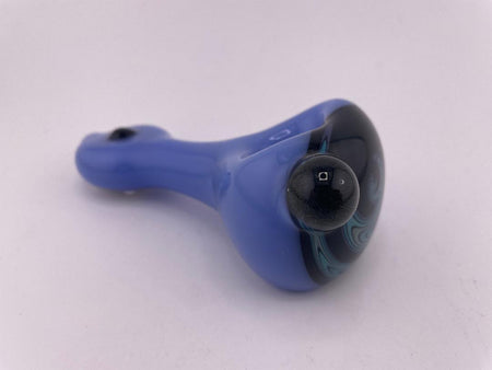 Highgrade Glass Dry Pipe  - Blue w/ Reversal Wig Wag Cap