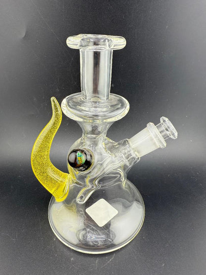 Pugsley Glass Straight Neck Jammer Rig w/ Colored Horn & Opal 10mm 45°