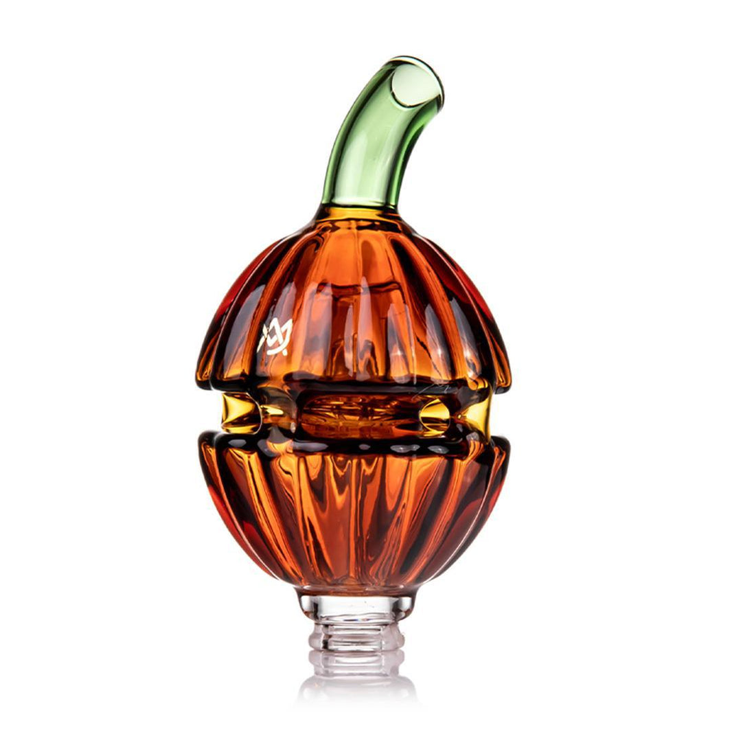 MJ Arsenal Puffco Pivot Top-Gourdy in festive gourd design, made from borosilicate glass, perfect for Halloween.