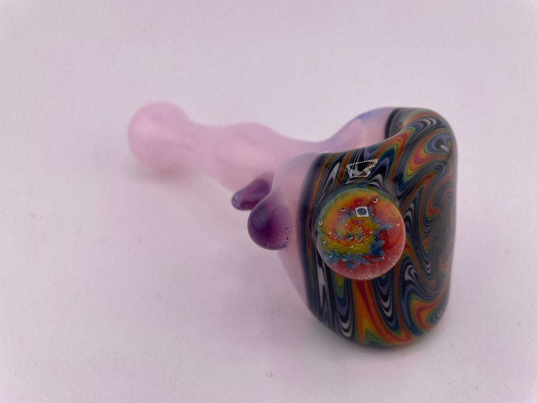 HighGrade Glass Hand Pipe - Pink w/ Reversal Wig Wag Cap