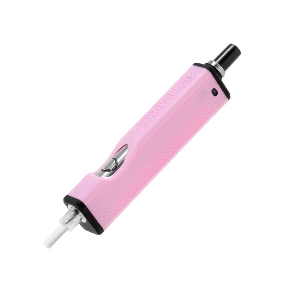 Huni Badger Portable Mini device in pink, featuring a ceramic heating tip and Micro-USB charging for discreet use.
