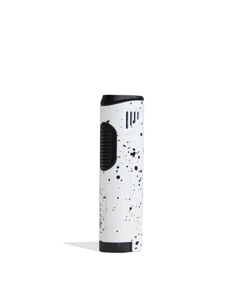 Wulf Blitz Jet Torch in white black splatter, a butane dab torch with built-in tool for concentrate enthusiasts.