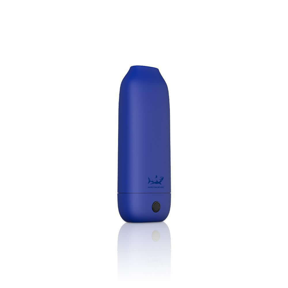 Cloak V2 blue vape device with three voltage settings and wax coil for concentrate vaping.