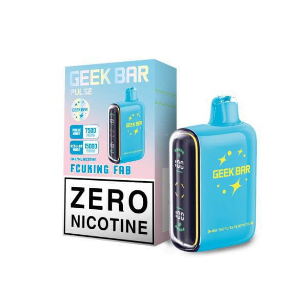 Geek Bar Pulse Disposable Vape in blue with zero nicotine label for a customizable vaping experience.