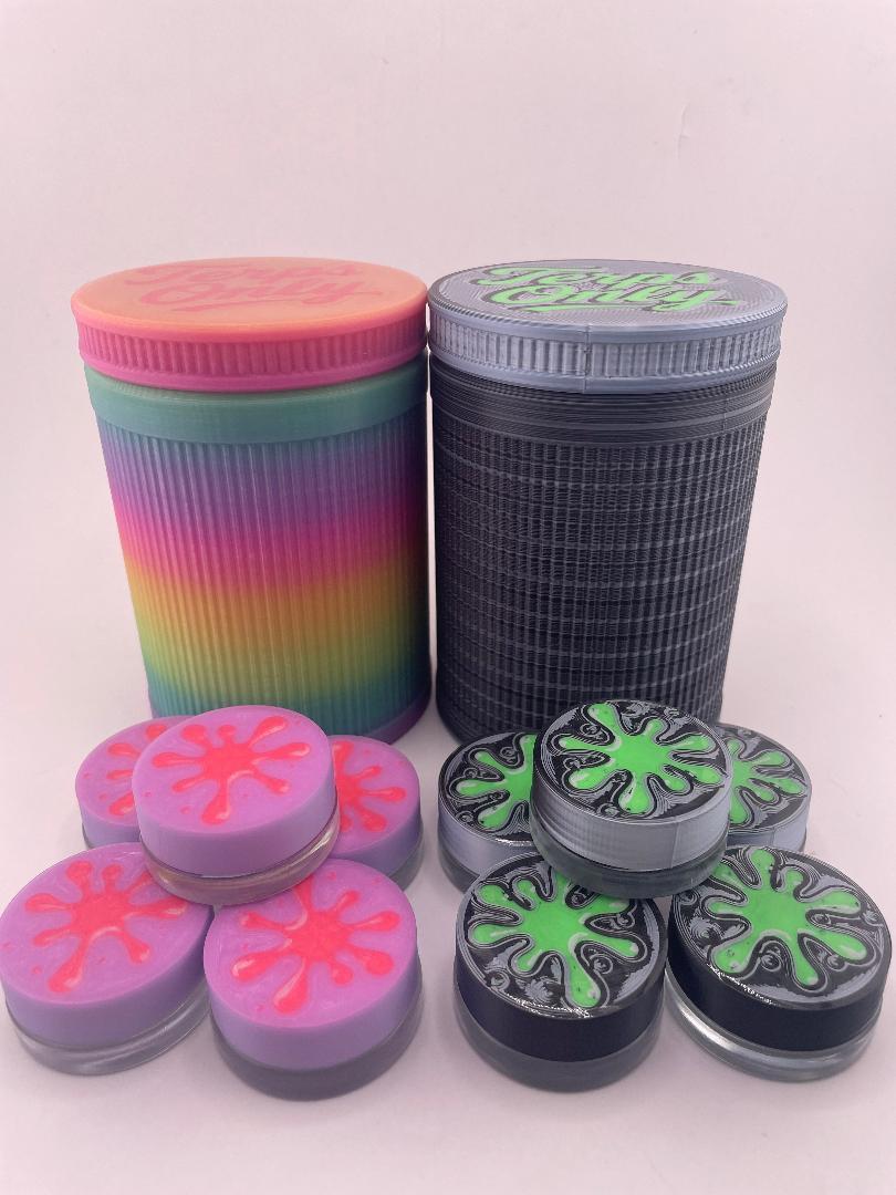 Kandy Custom 3-D Prints terp jar cooler storage accessory featuring colorful jars and sleek design for concentrates.