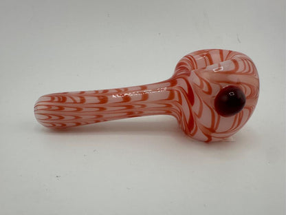 Filla John Glass Dry Pipe - White w/ Colored Wrap & Rake