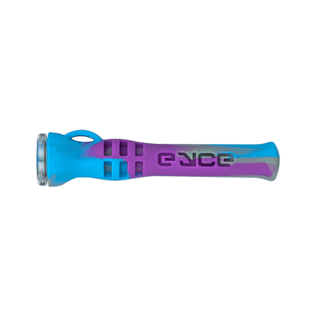 Eyce Shorty one hitter pipe in blue and purple, featuring a durable design and snap-in glass bowl for easy cleaning.