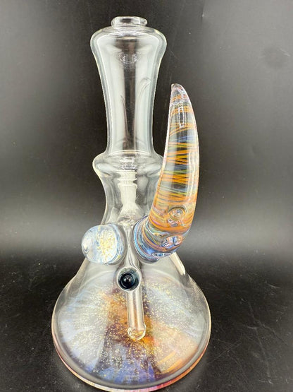 Brando Glass Mini Beaker - Fumed Horn & Fumed Space tech Accents 10mm 45°