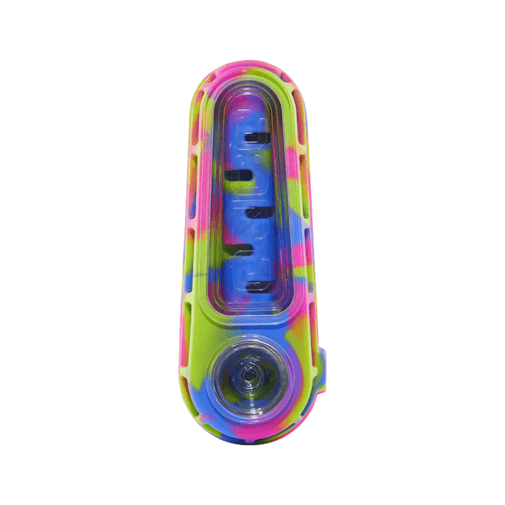 Eyce Glacier Spoon Pipe in vibrant multi-color silicone, designed for easy cleaning and optimal airflow.