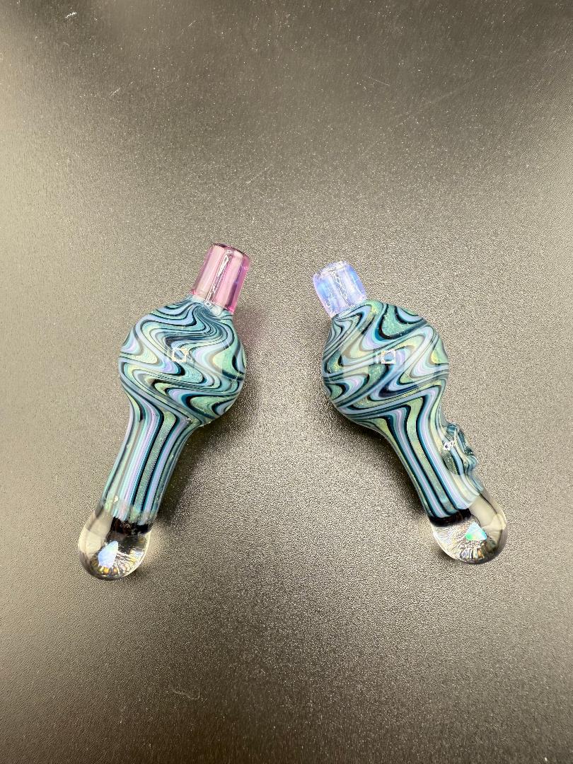 HighGrade Glass Blue & green Opal Wig Wag Bubble Cap