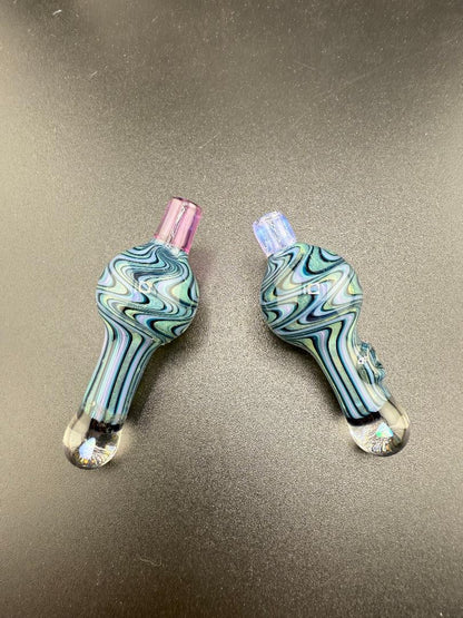 HighGrade Glass Blue & green Opal Wig Wag Bubble Cap