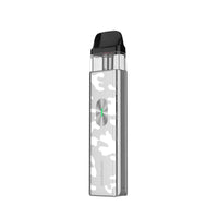 Vaporesso XROS 4 Mini pod system in a sleek camouflage design, showcasing its compact and stylish unibody.